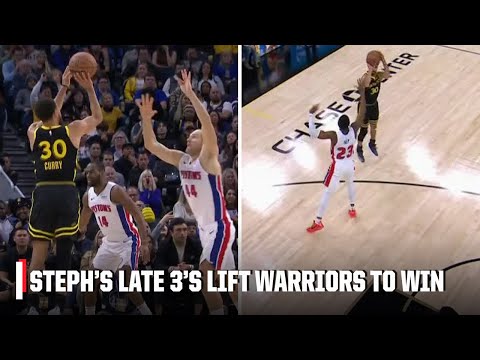 Steph Curry hits a pair of late 3’s to seal Warriors’ win vs. Pistons 