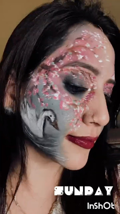 painting on my face 🦢 lake fantasy look #shorts#shortsfeed#viral #love #art #foryou#makeup#ytshorts