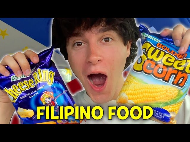 Trying FILIPINO Snacks For The First Time 🇵🇭 class=