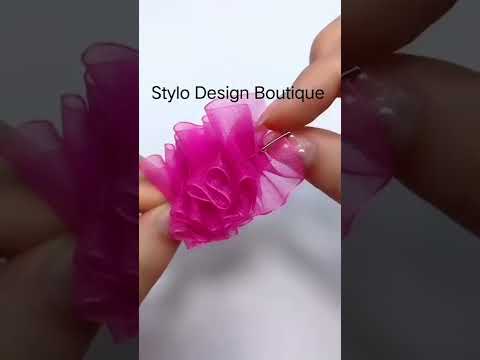 Diy Beautiful net rose flower | net rose flower making | rose flower net fabric #shorts