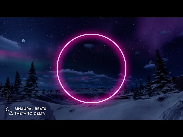 THETA to DELTA [ Instantly Fall Asleep ] Winter Aurora Binaural Beats Sleep Music class=