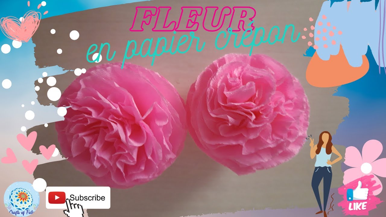 Fleur 🌸Comment faire une fleur en papier crépon 🌹Fleur en papier crepon