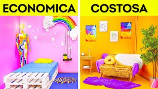 MAKEOVER DI UNA STANZA || Ricco vs Povero | Arredi per una stanza economici vs costosi su 123 GO!