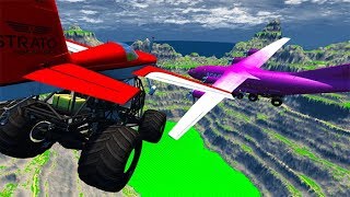 BeamNG drive - High Speed Airplane Monster Truck Jumps & Crashes #3