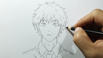 how to draw Denji drawing step by step