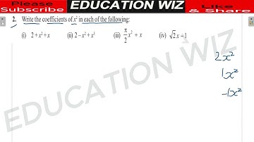Write the coefficients of x² in each of the following: | class 9 maths NCERT chapter 2 exercise 2.1