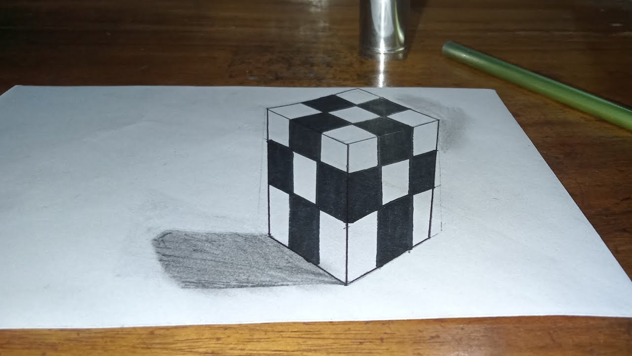 3D pencil drawing। How To Draw A 3D Cube In Easy Steps। 🟢 - YouTube