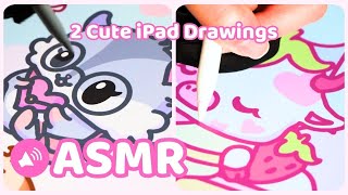 iPad ASMR  - Satisfying Art ASMR of cute hamsters and strawberry cow drawing with rain sounds