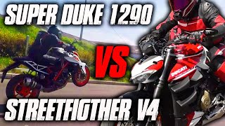 Ducati Streetfigther V4 VS Super Duke 1290 Drag Race