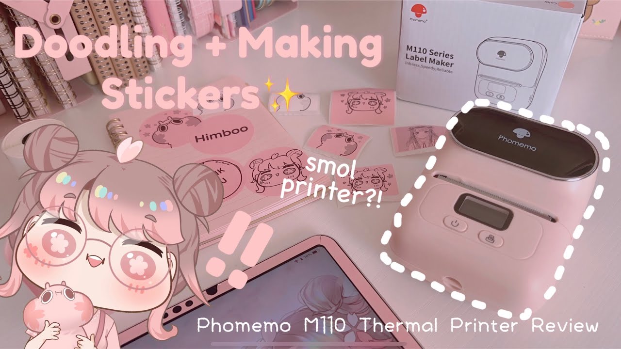 doodling on my iPad Pro + making stickers unboxing phomemo M110 thermal