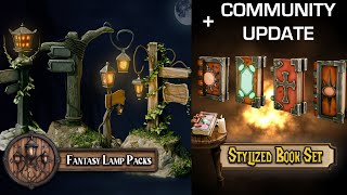 3DT Massive Stylized Fantasy Books & Lampposts Asset Pack + UPDATE Discord and Patreon @3DTudor