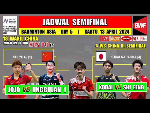 Jadwal Semifinal Badminton Asia Championship 2024 Hari Ini ~ JOJO vs SHI YU QI ~ 13 Wakil China