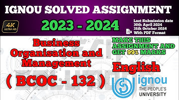 BCOC 132 Solved Assignment 2023-24 In English Medium | BCOC 132 SOLVED ASSIGNMENT 2024 | #Bcoc132
