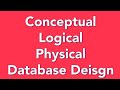 Database Design Part 1 - How to do a conceptual, logical and physical design for a database.