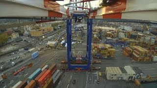 Fagioli Moving OMG portainer cranes using SPMT at La Spezia Terminal