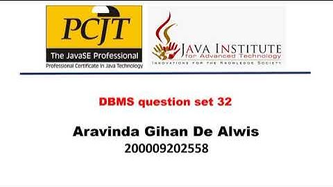 DBMS Question Session 32 | 1st Year | Semester 01 | Java Institute | Aravinda Gihan