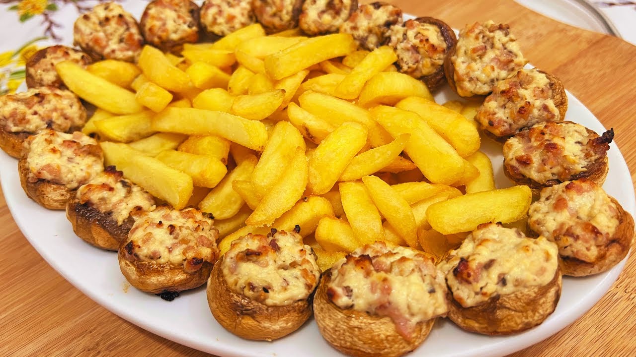 🍀Preukusni šampinjoni❗️Punjeni sirom i pečenicom🧀🍄