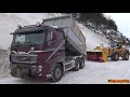 4K| Dump Trucks And Volvo L110F With Øveraasen Snow Blower