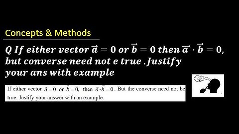 If either vector a=0 or b =0 then a.b=0 but converse need not to be true justify your ans with ...