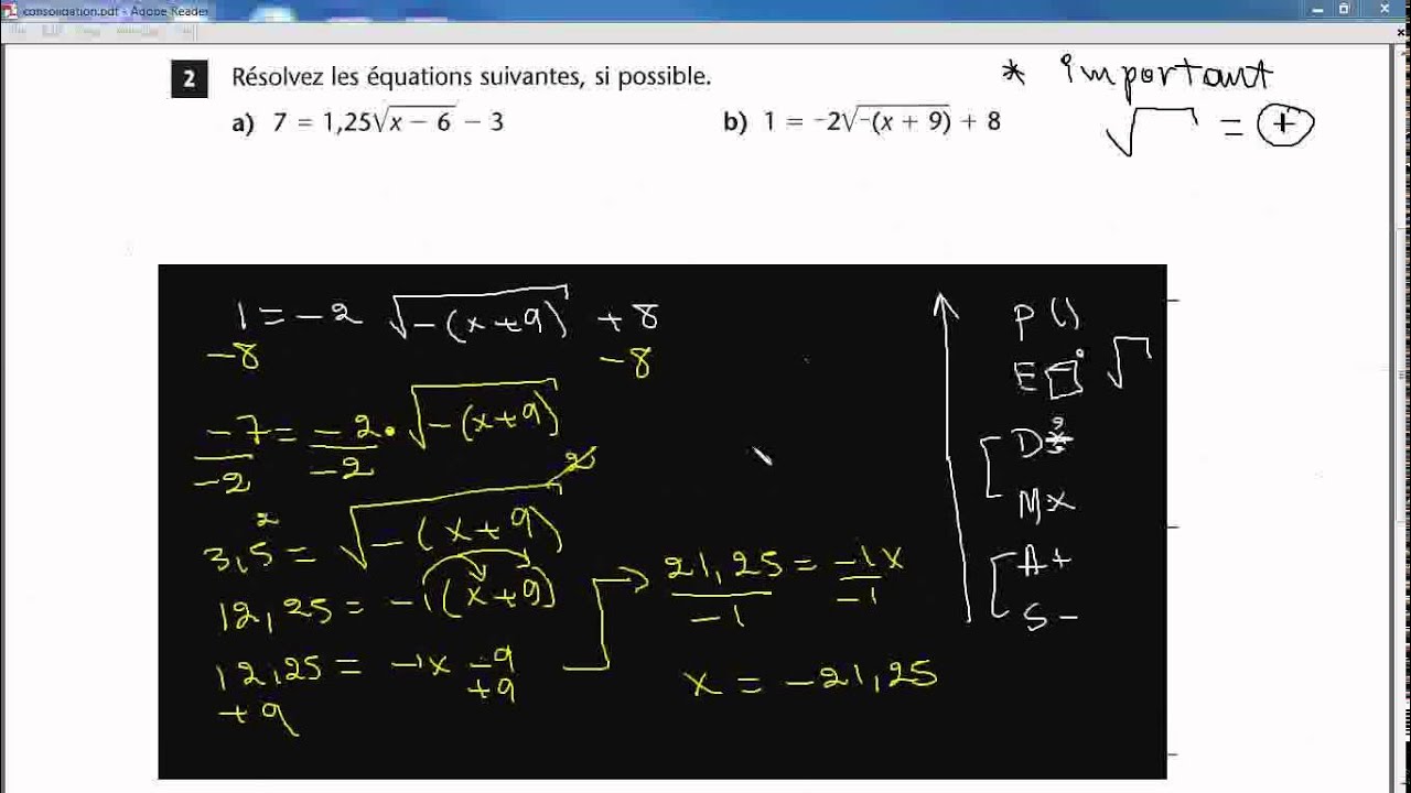 Secondaire 5 SN Qu bec Fonction Racine Carr e Isoler La Variable Secondaire 5 sn qu bec fonction racine carr e isoler la variable