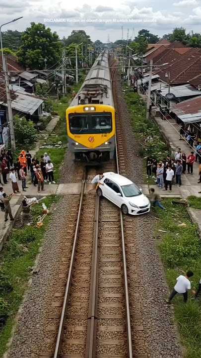 Simulasi Ai : Viral! Mobil Sedan Nyangkut di Rel, Tertabrak Kereta Api #shorts #short #shortvideo
