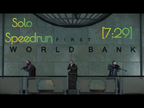 PAYDAY 2:  First World Bank  Solo Speedrun  [7:29]  [Death Sentence]  [PS4]