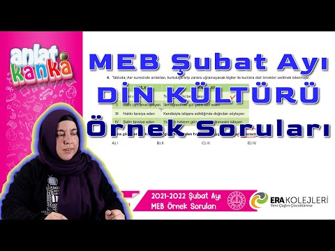 MEB ŞUBAT Ayı Örnek Sorular Din Kültürü ve Ahlak Bilgisi LGS 2022