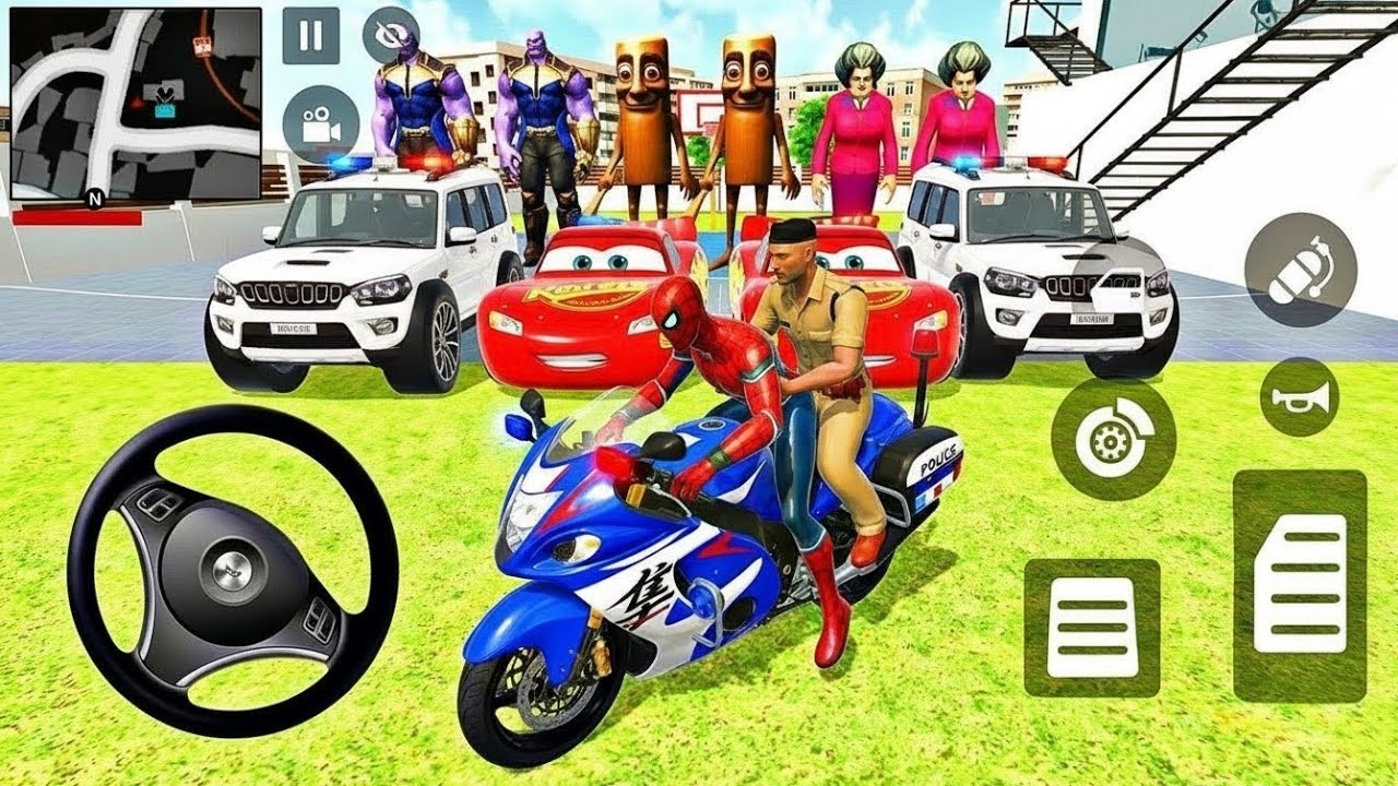 🥰 Modified Police Bike & Mc Queen Car 🦚 Spiderman Drive 3D Game 🎉Monster Car Showroom 👑Lot's of Bike