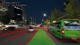 Korea Nighttime Urban Test | Road Surface Classification,Lane Detection,and Multi-Object Detection