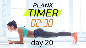 Plank Timer💙 day 20 - 30 days challenge with music ( 2 min 30 sec )  |  플랭크 20일차