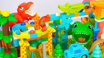 Satisfying Building Blocks Marble Run Love animals! Dinosaur family block coasters!