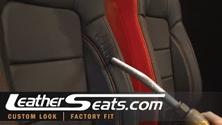 How To Remove Wrinkles & Improve Fit in a Custom Leather Seat Upholstery Install - LeatherSeats.com screenshot 2