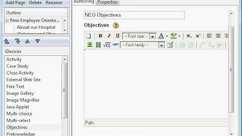 Online NEO using eXe: Objectives iDevice