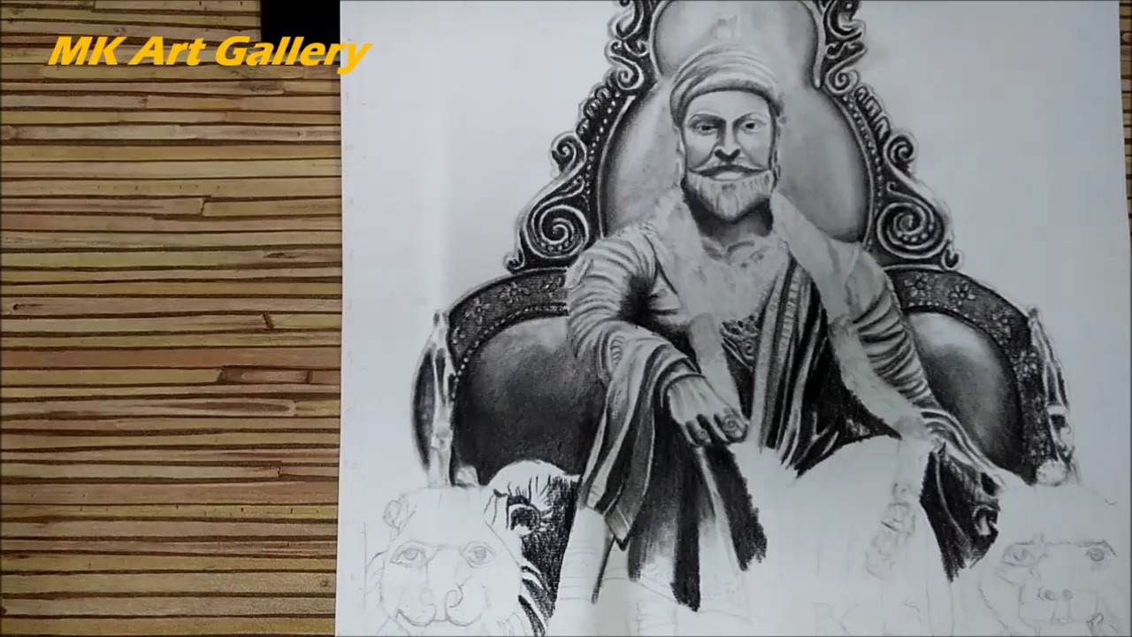 How to Draw Shivaji Maharaj Pencil Sketch - MK Art Gallery - YouTube