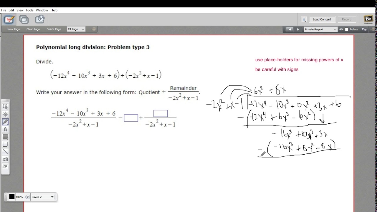 Polynomial Long Division Problem Type 3 YouTube Polynomial Long Division Problem Type 3 YouTube