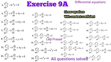 Linear equations with constant coefficient Exercise 9A Lalji Prasad solution ! Differential equation