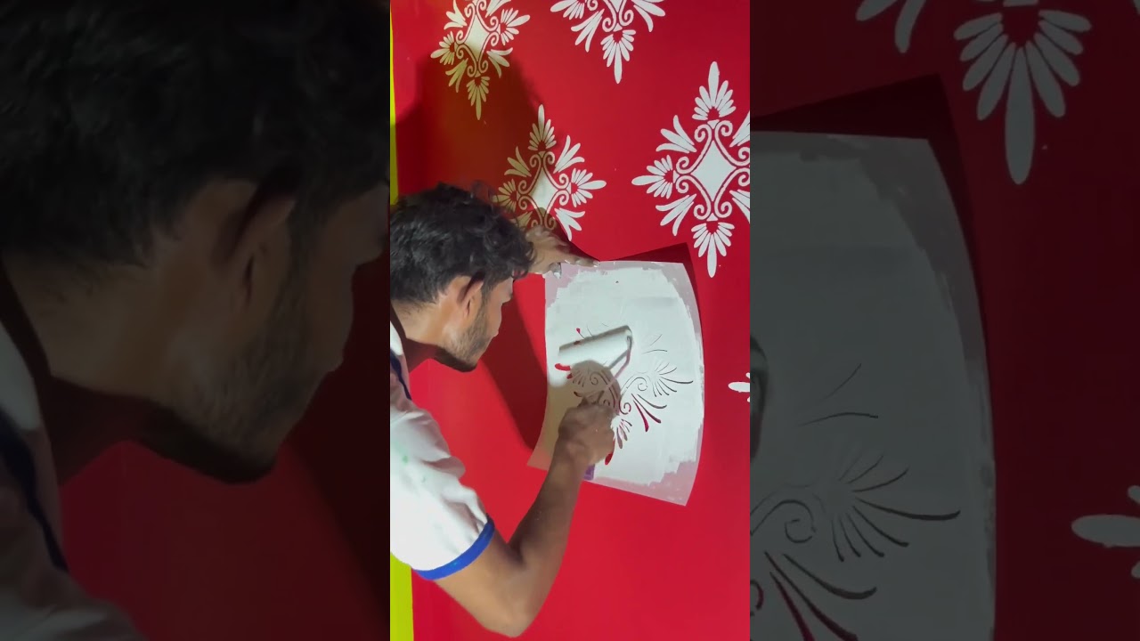 Wall staincil desigin painting 🏡