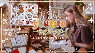 fall studio vlog 🍂 packaging orders + draw with me!