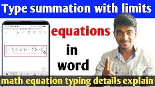How to type summation with limits in word | How to write math equations in word mobile | screenshot 4