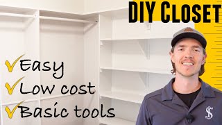 Simple but awesome DIY walk in closet build (step by step)