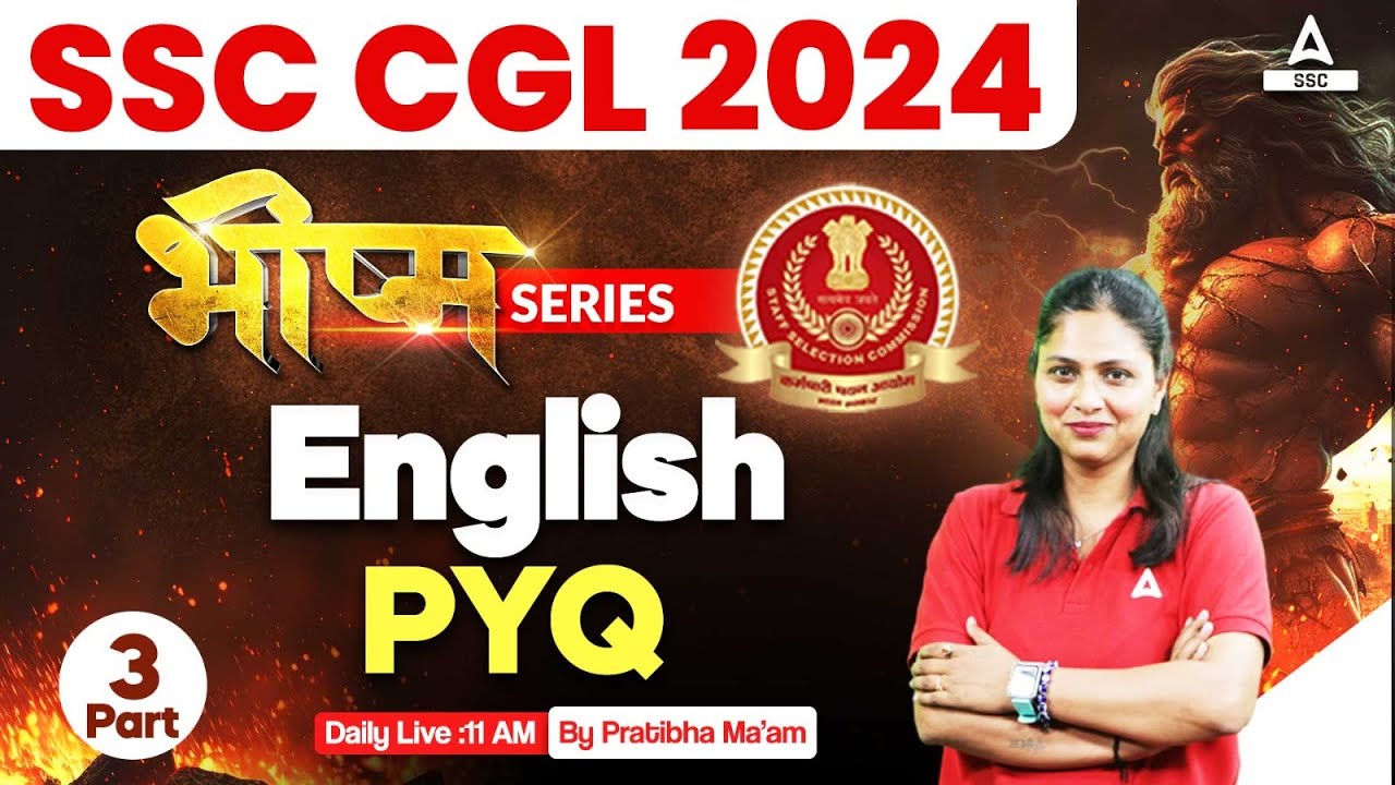 SSC CGL 2024 | SSC CGL English Classes By Pratibha Mam | Previous Year ...