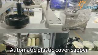 Automatic tin can turning machine, Automatic metal can dustproof plastic lid capping machine