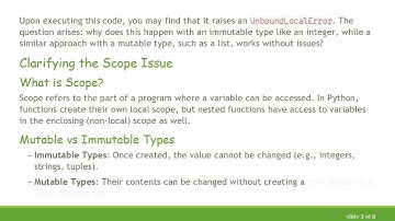 Understanding Nested Function Scope in Python: Why Immutables Lead to Errors