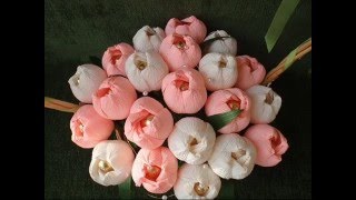 букет тюльпанов из гофрированной бумаги //// bouquet of tulips of corrugated paper