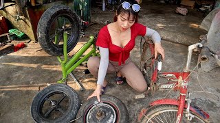 : Genius Girl manufacturing student bicycles into automatic motorized bicycles | Girl mechanic. Ep 1