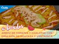 A BOCADOS VERANO: Arroz de tomates y chalotas con emulsión de mostaza y ventresca