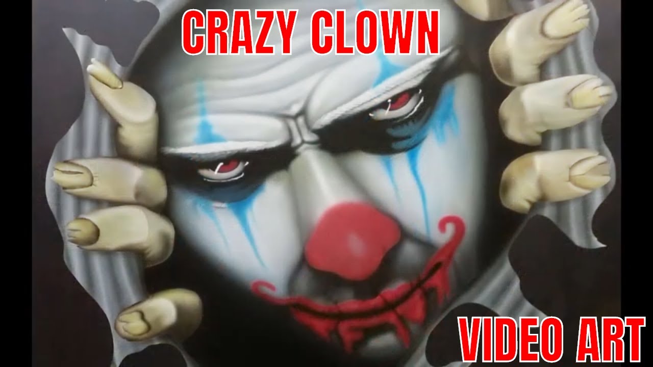 Airbrush  Video Art- Crazy Clown Car Hood