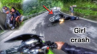 ⁣LIVE Accident Record On My GoPro || Girl Crash her scoote😔