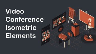 Video Conference Isometric Elements After Effects Templates