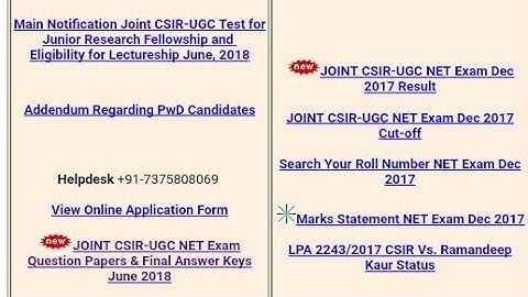 CSIR NET JUNE 2018 ANSWER KEY IS AVAILABLE ON CSIR WEBSITE